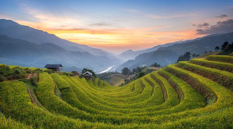 Sapa Valley at sunset in Vietnam Sapa Valley at sunset in Vietnam