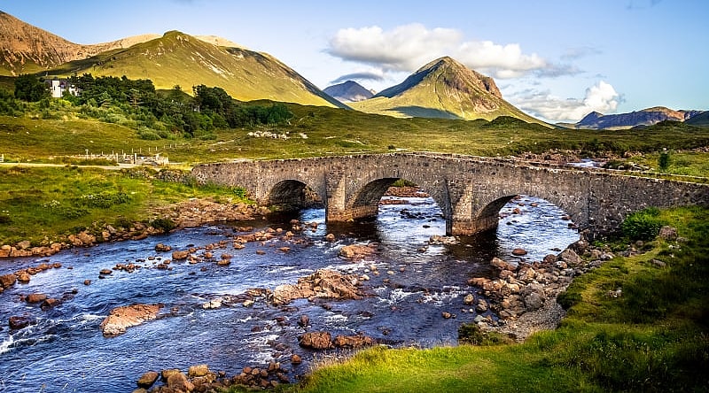Old brick bridge over the river at Sligachan, Isle of Skye, Scotland, UK Old brick bridge over the river at Sligachan, Isle of Skye, Scotland, UK