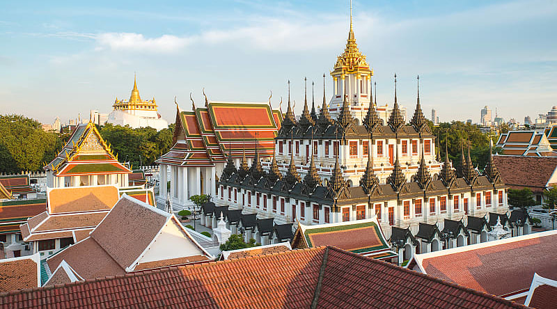 Wat Ratchanaddaram and Metal Palace in Bangkok, Thailand. Wat Ratchanaddaram and Metal Palace in Bangkok, Thailand.