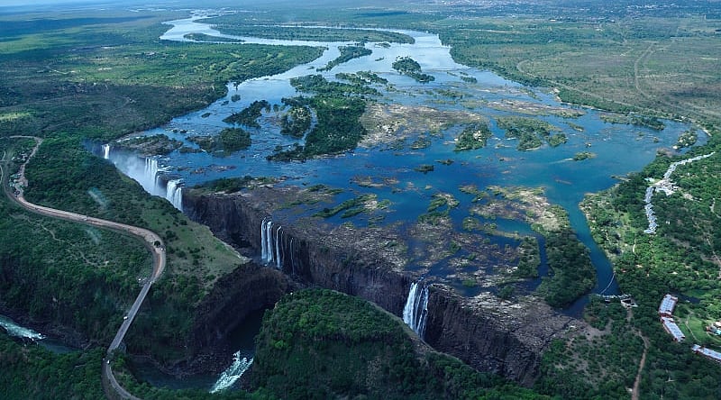 Aerial view of Victoria Falls in Zambia Aerial view of Victoria Falls in Zambia