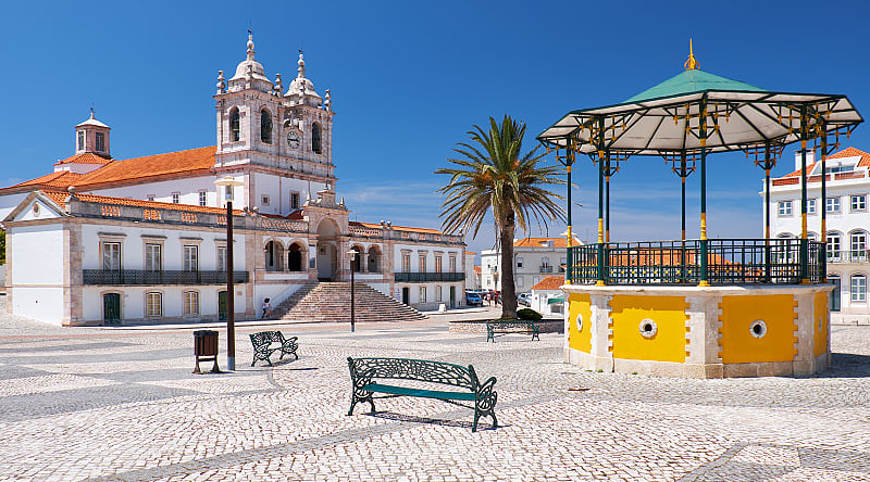 The central square of Nazare, Portugal. The central square of Nazare, Portugal.
