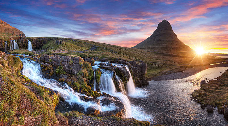 Kirkjufellsfoss and Kirkjufell on the Snæfellsnes peninsula, Iceland Kirkjufellsfoss and Kirkjufell on the Snæfellsnes peninsula, Iceland