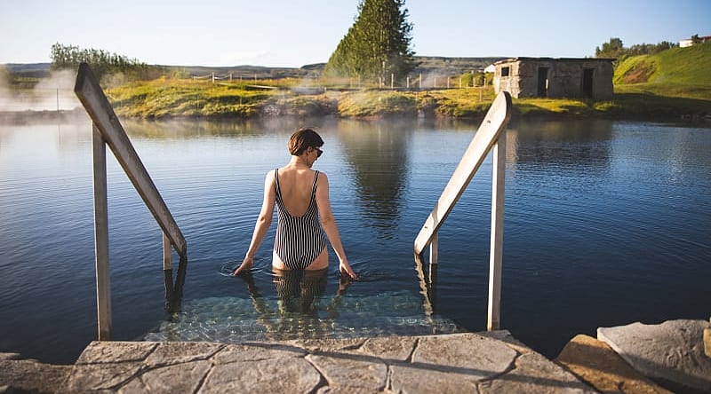 Thermal baths in Flúðir, Iceland. Photo courtesy of The Secret Lagoon Thermal baths in Flúðir, Iceland