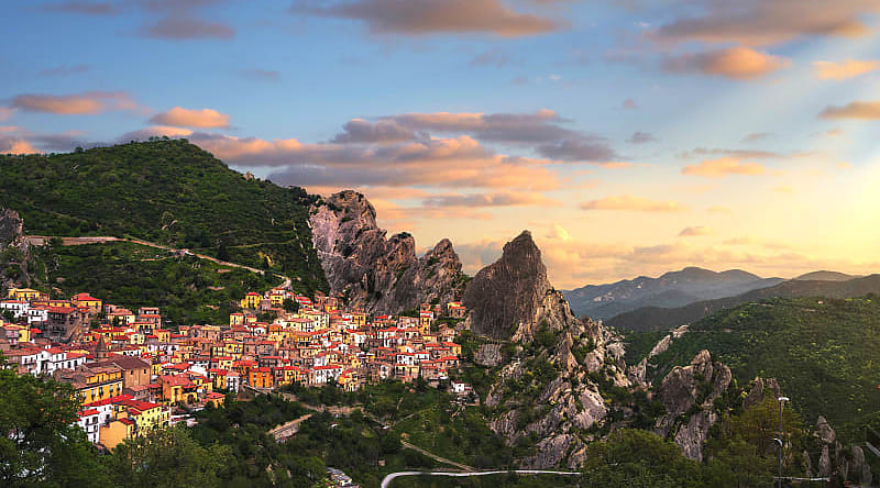 Castelmezzano in Southern Italy Mountain side village of Castelmezzano in the Potenza Province of Southern Italy