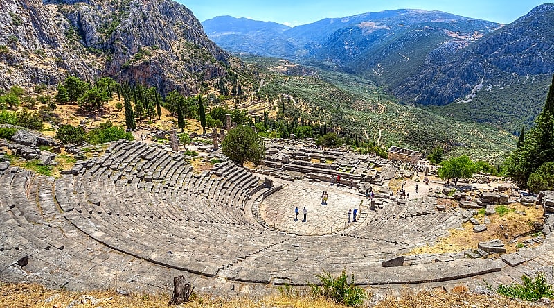 Ancient theater in Delphi, Greece Ancient theater in Delphi, Greece