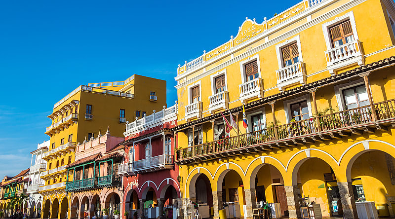 Best of Colombia Tour Colorful historic colonial architecture in Cartagena, Colombia