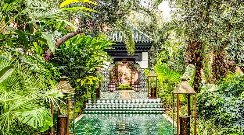 Luxury gardens at a moroccan resort in Marrakech Luxury gardens at a moroccan resort in Marrakech