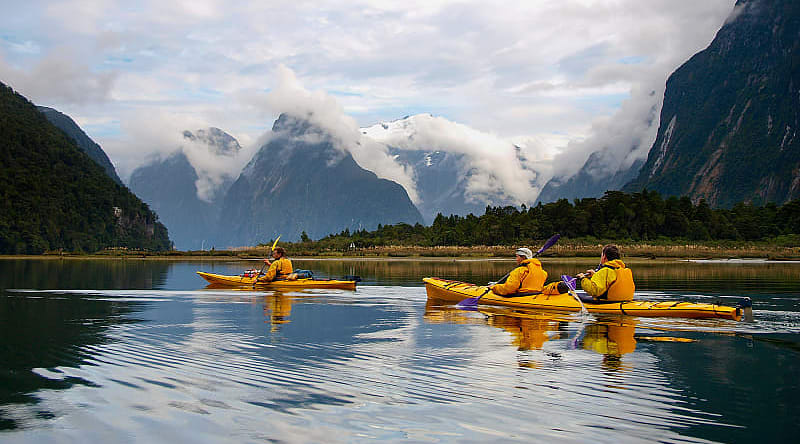 Sea Kayak on Milford Sound in New Zealand Sea Kayak on Milford Sound in New Zealand