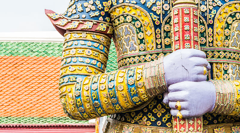 Statue in Wat Phra Kaew in Bangkok, Thailand Statue in Wat Phra Kaew in Bangkok, Thailand