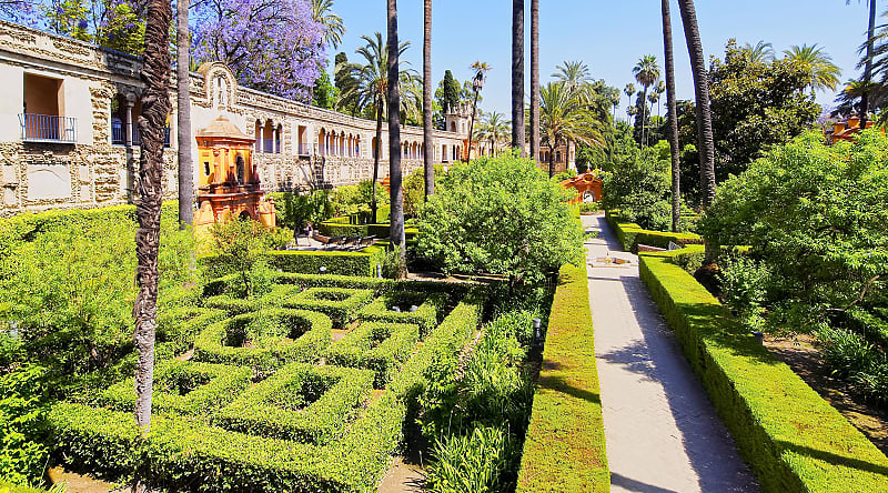 The gardens of the Real Alcazar Palace in Sevilla. The gardens of the Real Alcazar Palace in Sevilla.