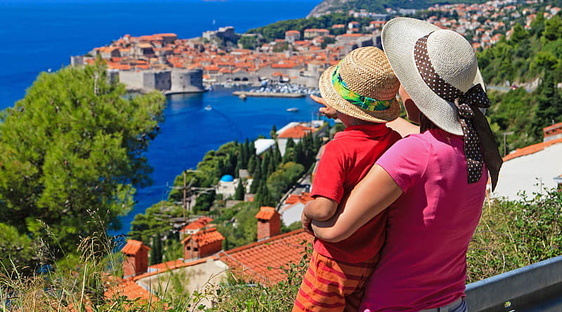 Dubrovnik, Croatia Mother and son on vacation in Dubrovnik, Croatia