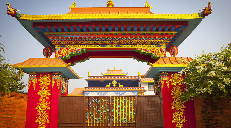 Temple in Lumbini, Nepal. Temple in Lumbini, Nepal.