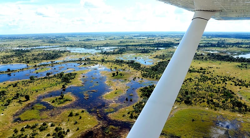 Aerial view of the Okavango Delta in Botswana Aerial view of the Okavango Delta in Botswana