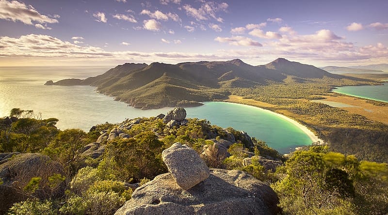 Mt Amos in Freycinet National Park Wine glass bay from Mt Amos in Freycinet National Park