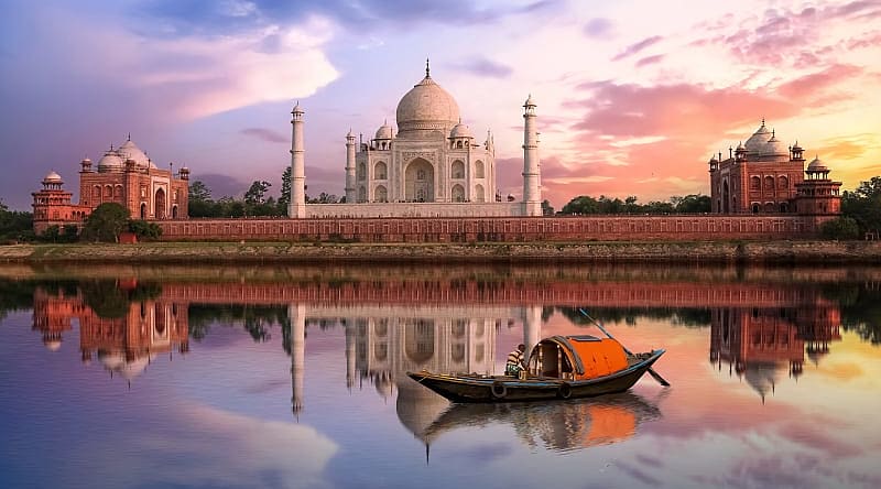 Sunset at the Taj Mahal in Agra, India Sunset at the Taj Mahal in Agra, India