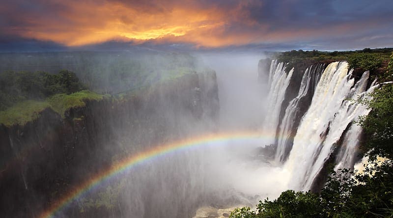 Victoria Falls at sunset, Zambia, Africa Victoria Falls at sunset, Zambia, Africa