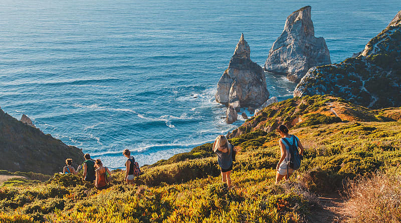 Hiking Cape Roca on the coast in Sintra, Portugal Hiking Cape Roca on the coast in Sintra, Portugal