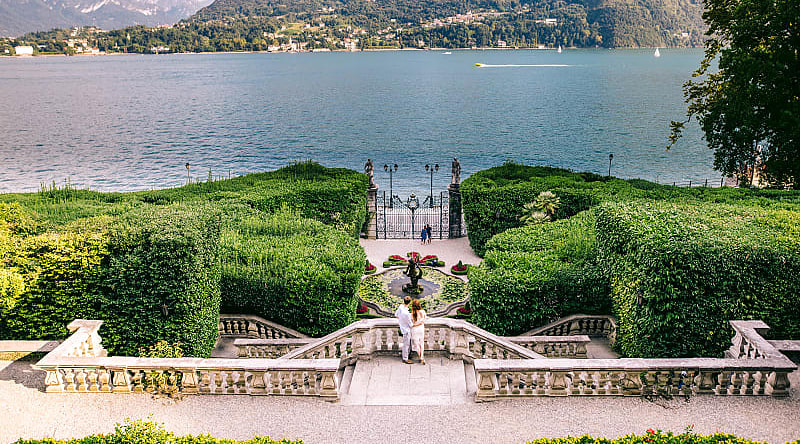 Couple at Lake Como in Italy Couple at Lake Como in Italy