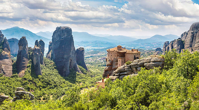 Meteora, Greece Monastery on rock formations in Meteora, Greece