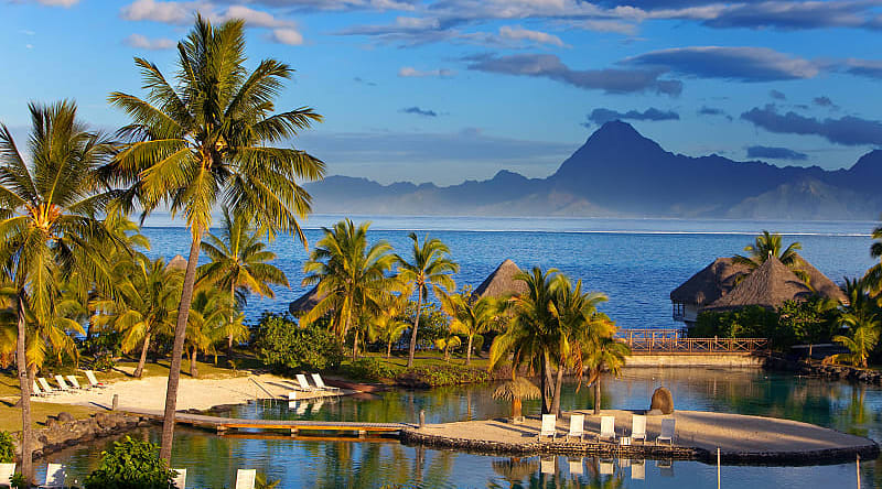 Tropical beach view in Tahiti Tropical beach view in Tahiti