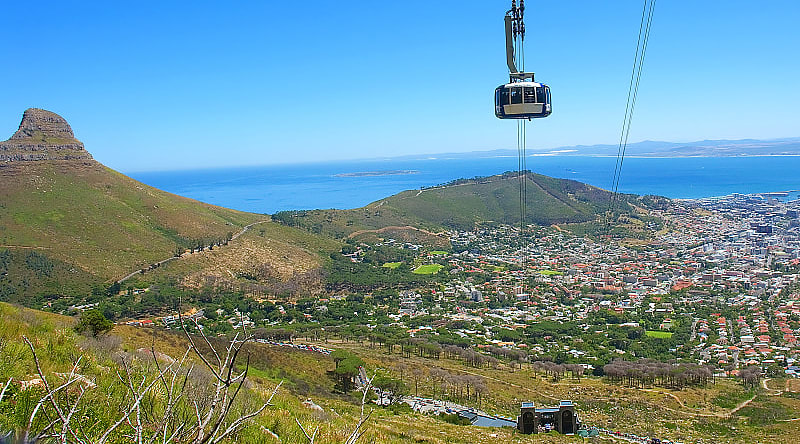 Cable car to the top of Table Mountain in Cape Town, South Africa