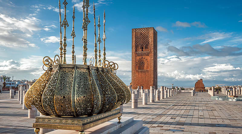 Traditional golden decorations with the emblem of Morocco Traditional golden decorations with the emblem of Morocco