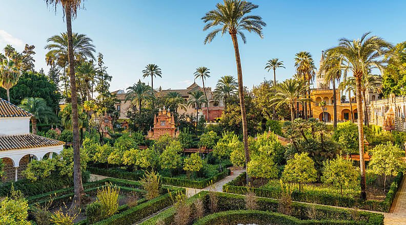 Royal Alcazar in Seville, Spain Gardens at the Royal Alcazar in Seville, Spain