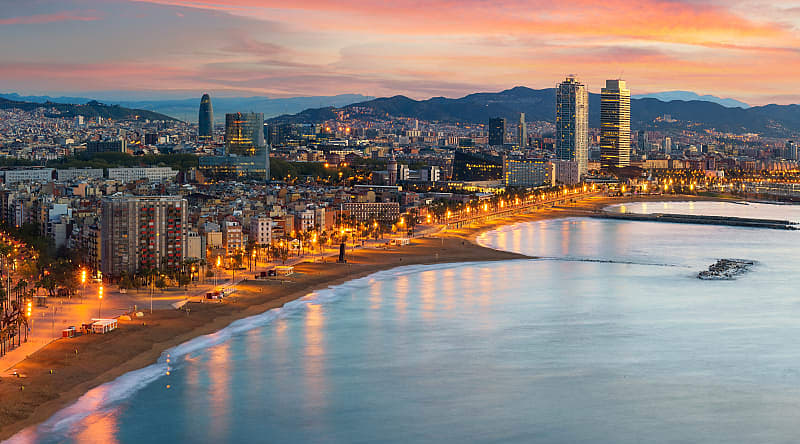 Morning sunrise in Barcelona, Spain Morning sunrise in Barcelona, Spain