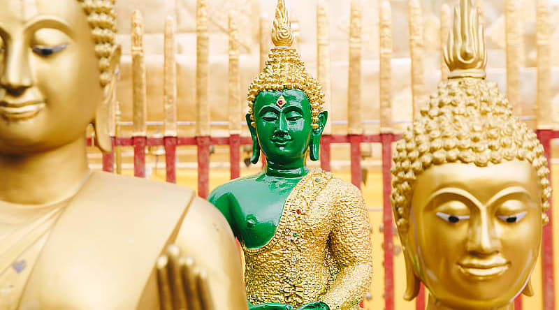 Statues in the golden Temple in Thailand Statues in the golden Temple in Thailand