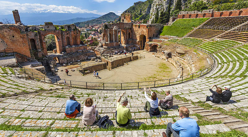 Taormina, Italy Ancient theater in Taormina, Sicily, Italy