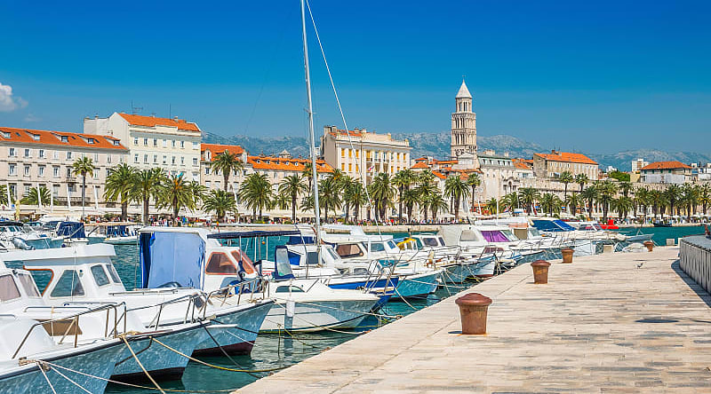 View of the harbor and promenade of Riva, Split, Croatia View of the harbor and promenade of Riva, Split, Croatia