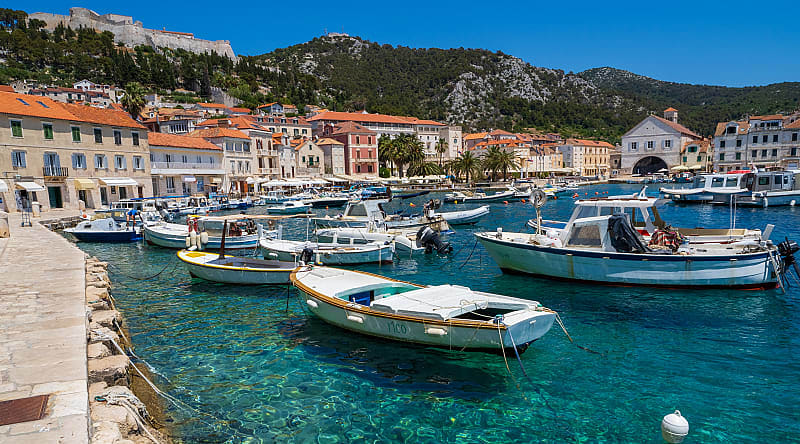 Walk along the waterfront and paradise streets of the charming town of Hvar in Croatia Walk along the waterfront and paradise streets of the charming town of Hvar in Croatia