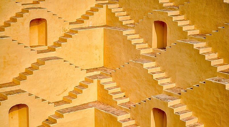 Pannaa Meena ka Kund step well near Amber Fort in Jaipur, India Pannaa Meena ka Kund step well near Amber Fort in Jaipur, India