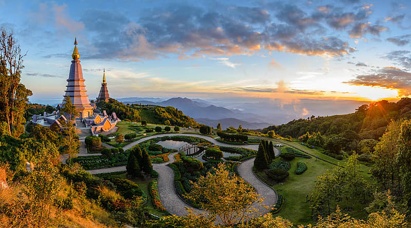 Pagodas at Doi Inthanon National Park, Chiang Mai, Thailand Pagodas at Doi Inthanon National Park, Chiang Mai, Thailand