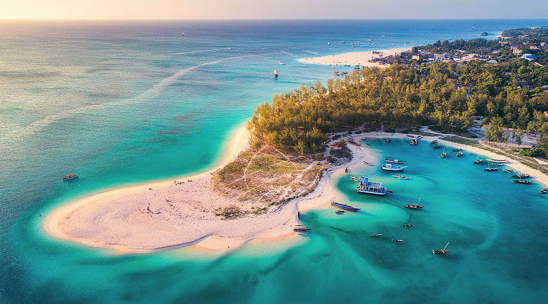 Aerial view of a beach in Zanzibar, Tanzania Aerial view of a beach in Zanzibar, Tanzania