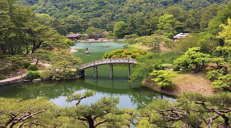 Ritsuri Coen Garden on Shikoku Island is one of the most famous in Japan Ritsuri Coen Garden on Shikoku Island is one of the most famous in Japan