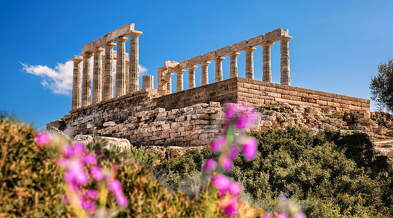 The Temple of Poseidon is an ancient Greek temple on Cape Sounion, Greece. The Temple of Poseidon is an ancient Greek temple on Cape Sounion, Greece.