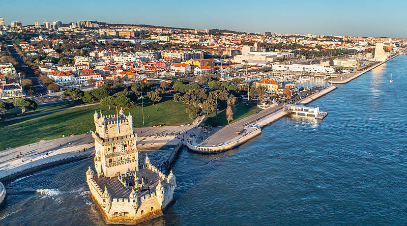 Stunning views of Lisbon's waterfront and Belém Tower. Stunning views of Lisbon's waterfront and Belém Tower.