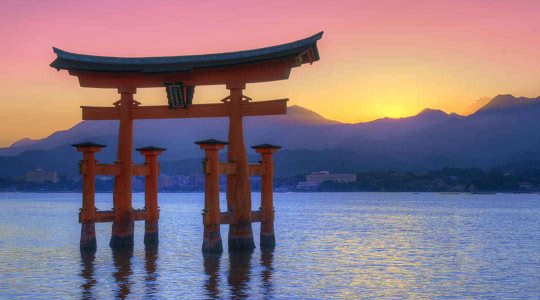 Landmark of Japan - Torii Gate on Miyajima Island Landmark of Japan - Torii Gate on Miyajima Island