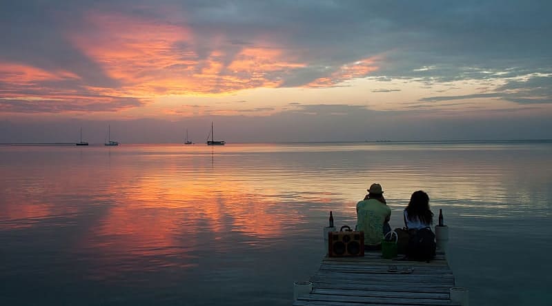 Romantic sunset in Belize Romantic sunset in Belize