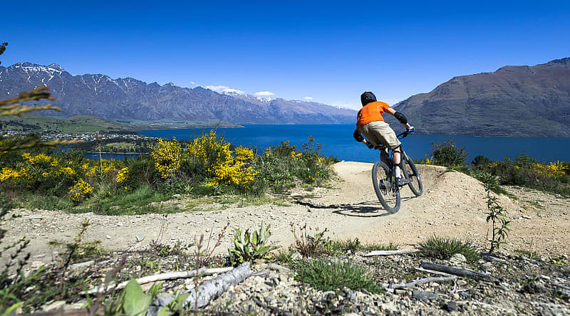 Mountain biking in Queenstown, New Zealand Mountain biking in Queenstown, New Zealand