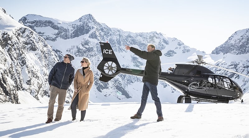 Glenorchy Helicopter Excursion. Photo courtesy Destination Queenstown Couple on private helicopter excursion in Queenstown, New Zealand