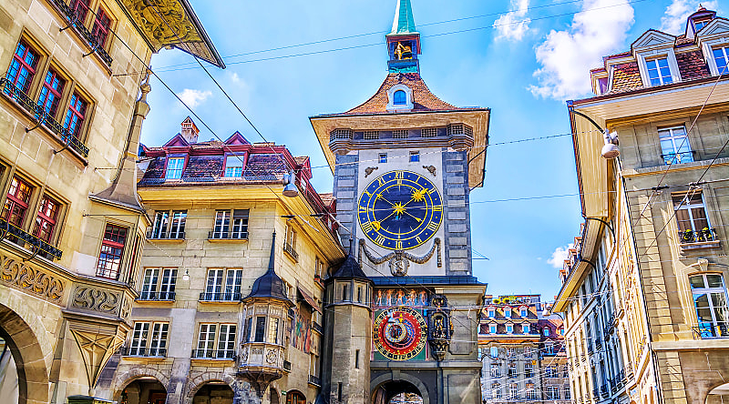 Bern, Switzerland Zytglogge, Clock Tower, on Kramgasse street in Bern, Switzerland