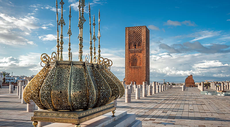 Traditional golden decorations with the emblem of Morocco Traditional golden decorations with the emblem of Morocco