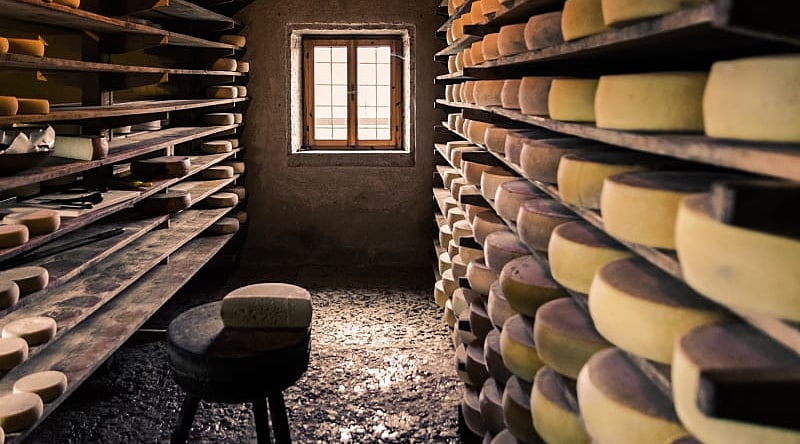 Alpine hut in Italy Alpine hut in Italy that produces and sells artisan cheese