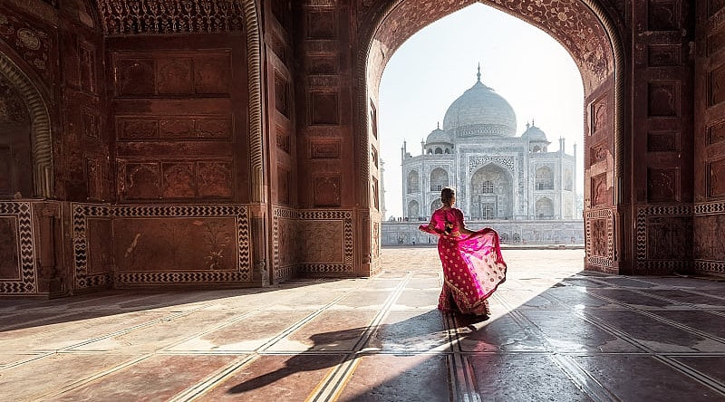 The famous Taj Mahal, located in Agra, India.