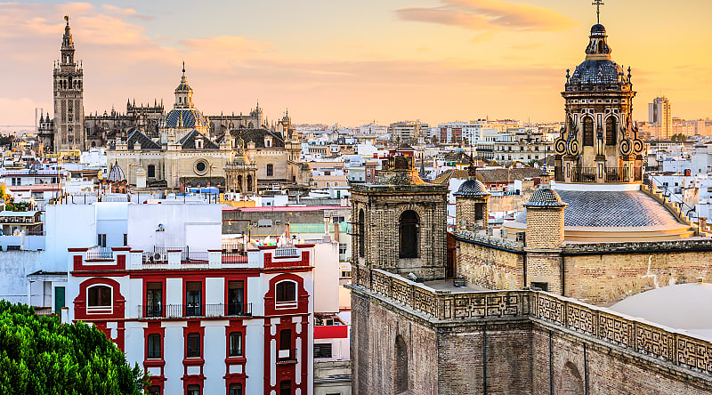 Seville city view at sunset, Spain Seville city view at sunset, Spain