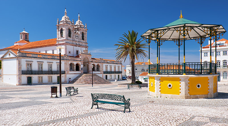 The central square of Nazare, Portugal. The central square of Nazare, Portugal.