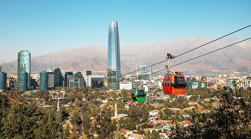 Cable car on San Cristobal Hill, Santiago, Chile Cable car on San Cristobal Hill, Santiago, Chile