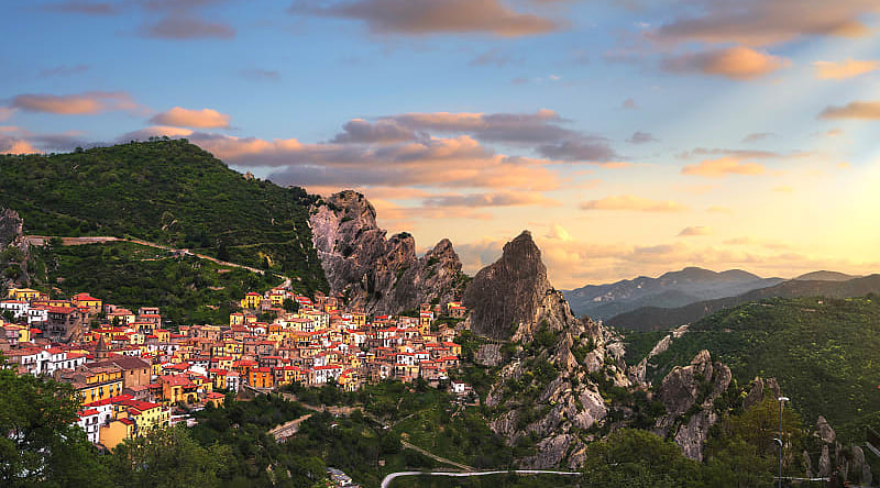 Castelmezzano in Southern Italy Mountain side village of Castelmezzano in the Potenza Province of Southern Italy